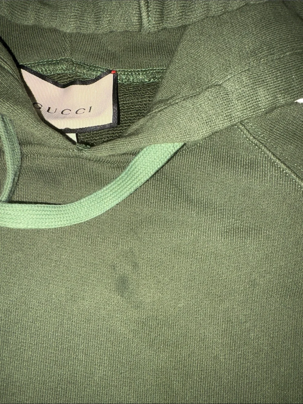 Gucci Olive Hooded Sweatshirt with Logo Sleeve Tape
